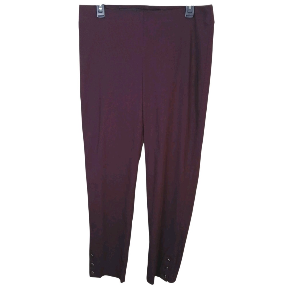Van Heusen Stretch Maroon Ankle Cropped Pull On Dress Pants Ankle Snap Detail 12